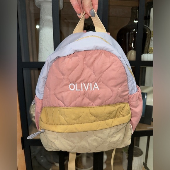 Zara Kids Quilted mini backpack personalized Olivia monogram embroidered toddler - Picture 7 of 7